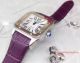 2017 Cartier Santos 100 SS White Face Purple Leather Band 36mm Watch (2)_th.jpg